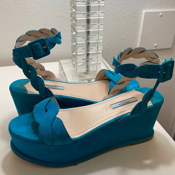 Teal Prada Platforms - Picture 1 of 3